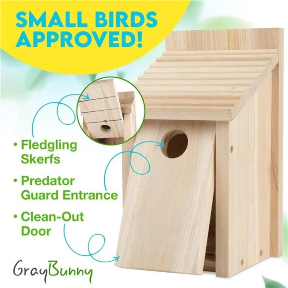 Cedar Bird Houses for Outside, Predator-Proof 1 3/8